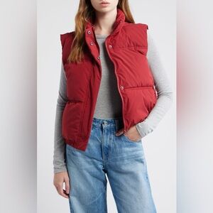 Thread & Supply Red Rust Cropped Puffer Vest